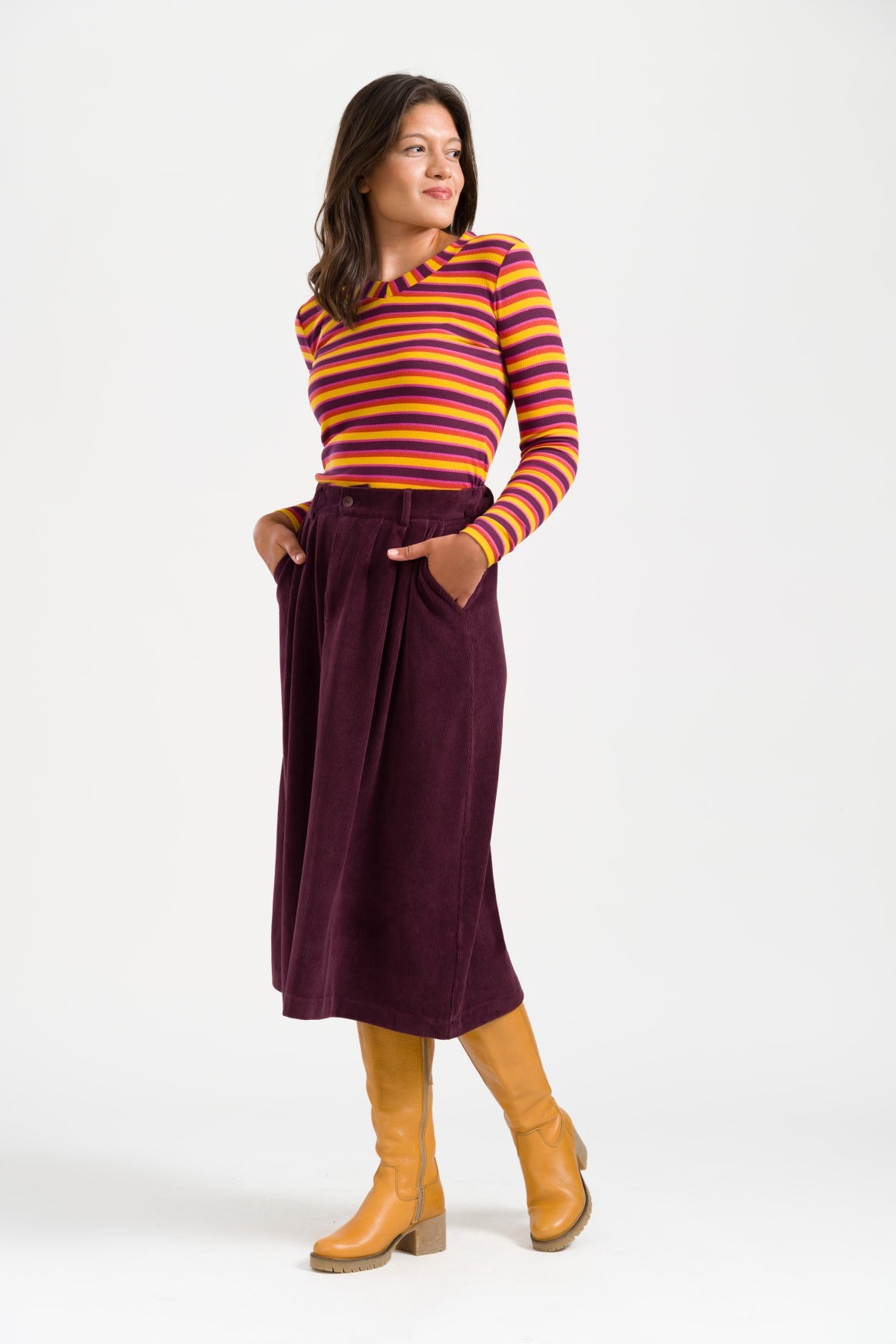 Isla Skirt Rib Velour | Fig