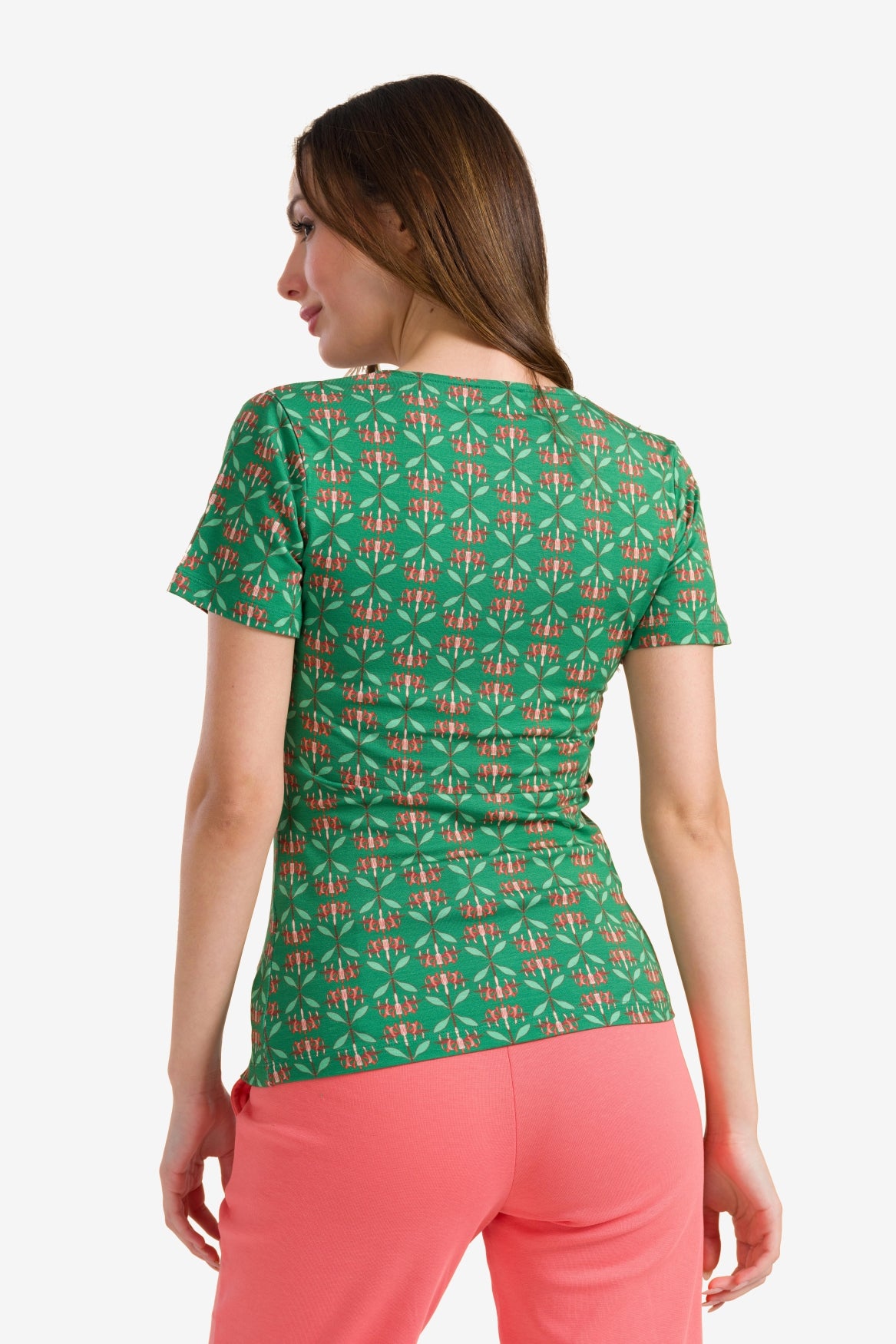 Angela top short sleeve | Green Flower