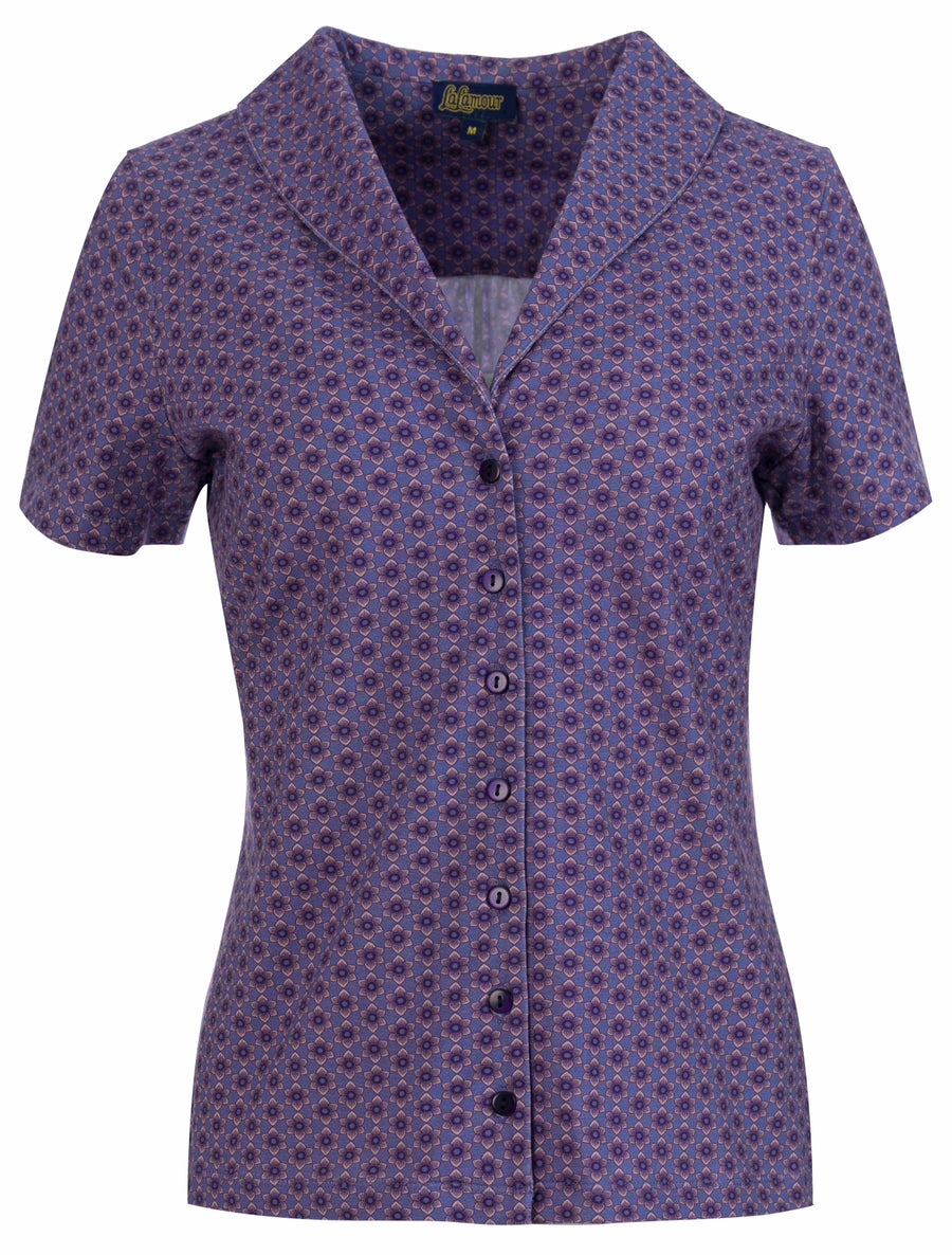 Iris blouse short sleeve | Small Blue Flower