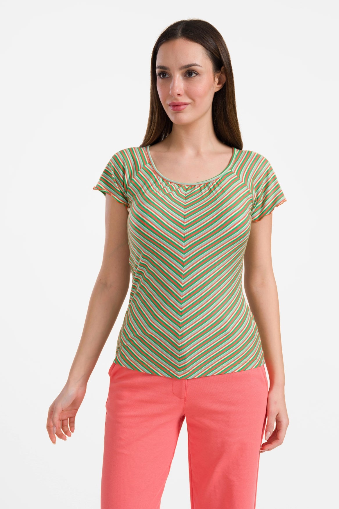 Butterfly top short sleeve | Summer Stripes Green