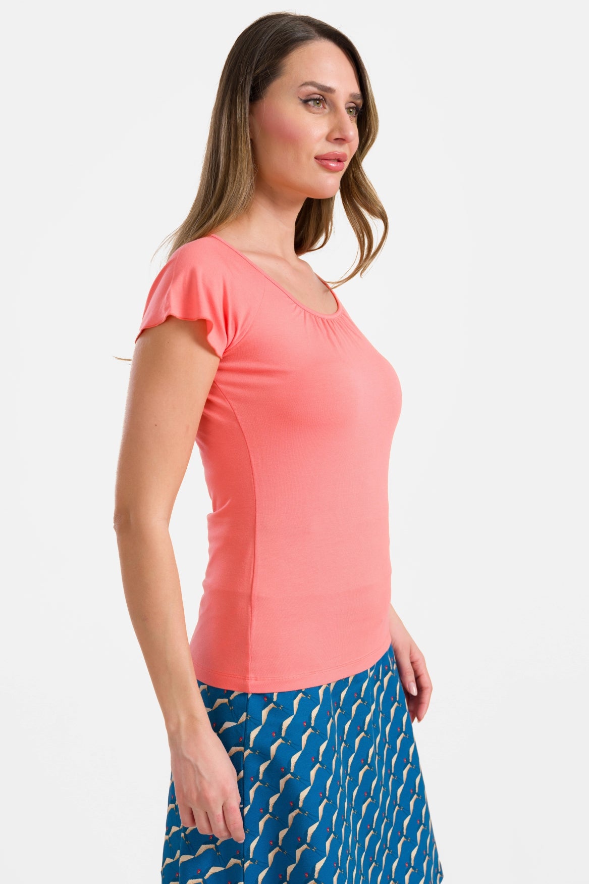 Butterfly top short sleeve | Plain Coral