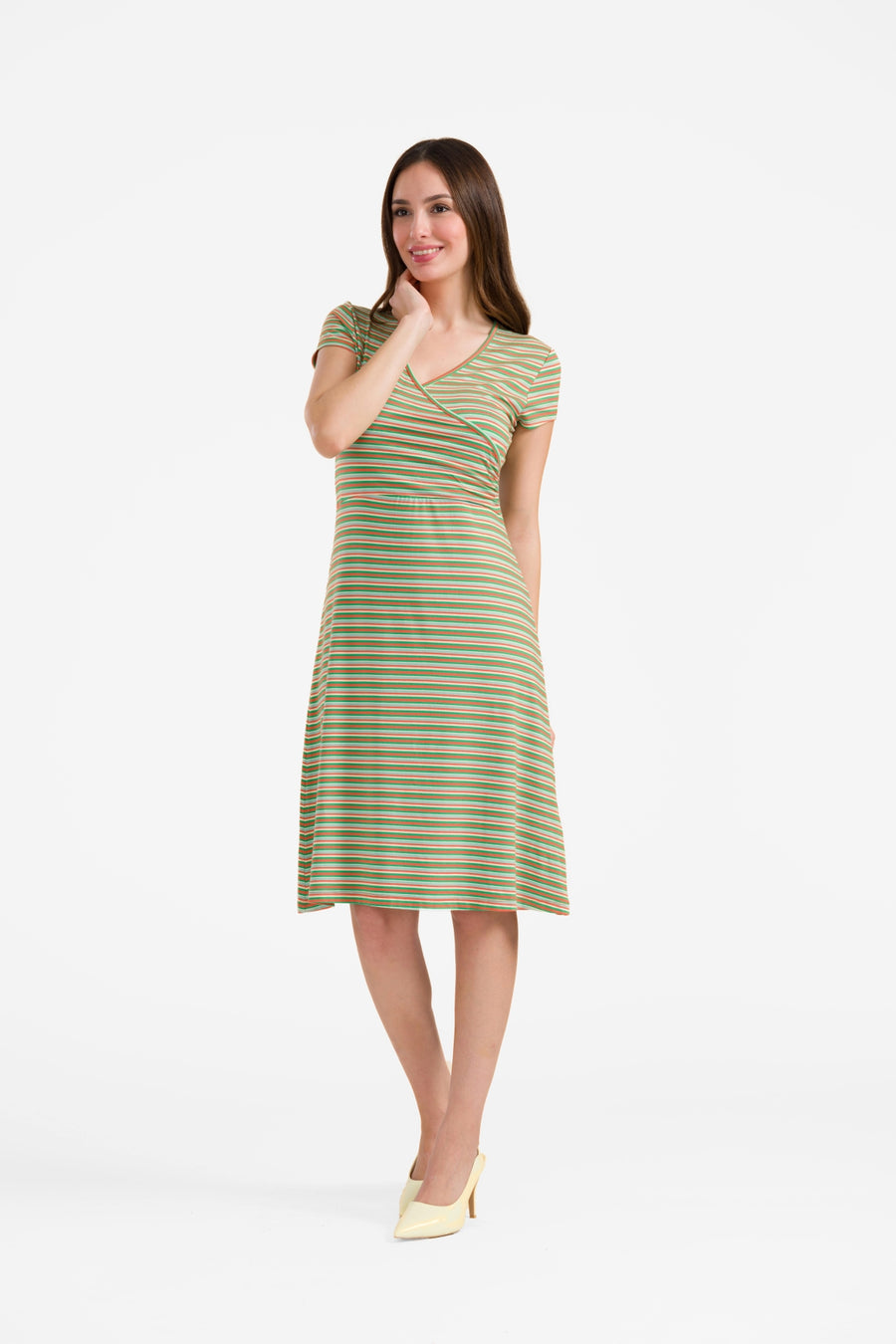 Chrissy cross dress grown-on sleeve | Summer Stripes Green
