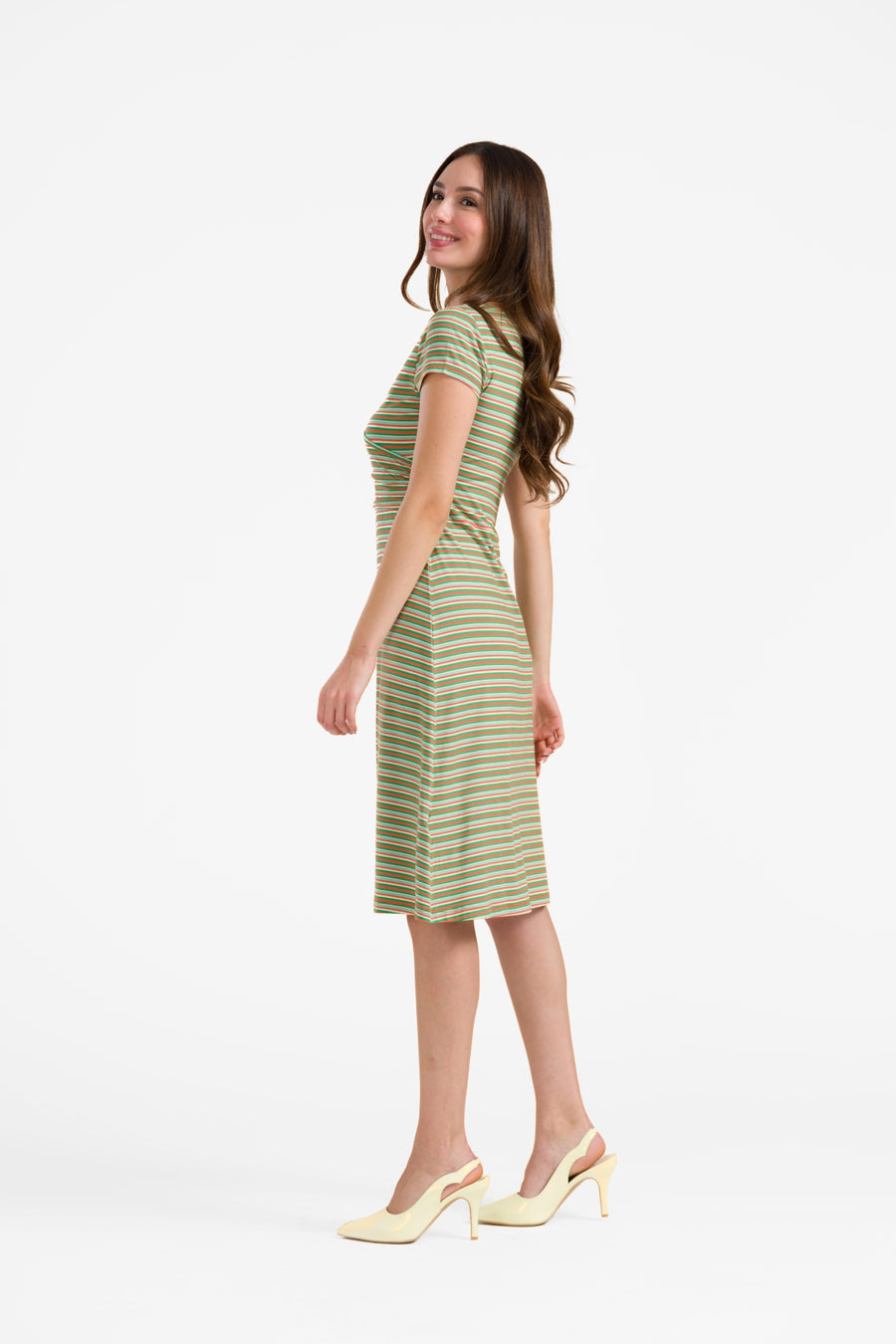 Chrissy cross dress grown-on sleeve | Summer Stripes Green