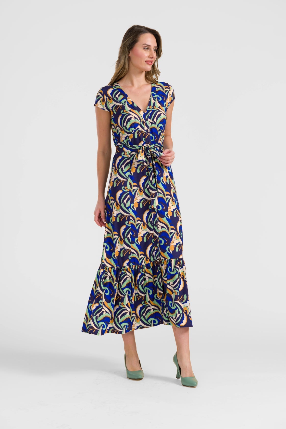 Maud maxi dress short sleeve | Abstract