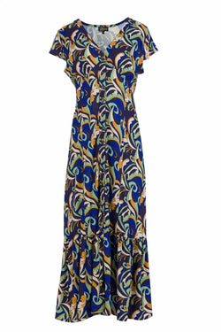 Maud maxi dress short sleeve | Abstract