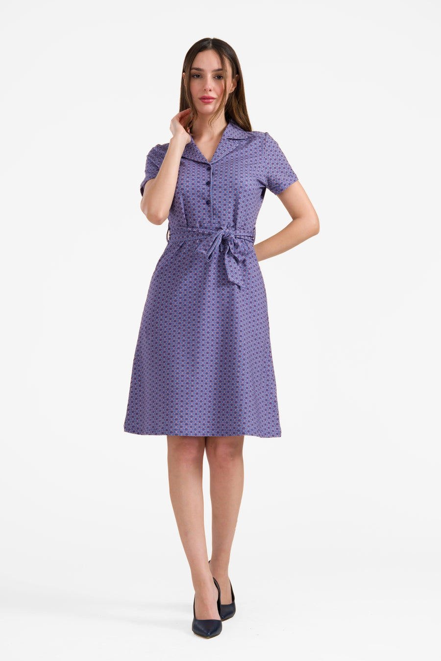 Monique dress short sleeve | Small Blue Flower