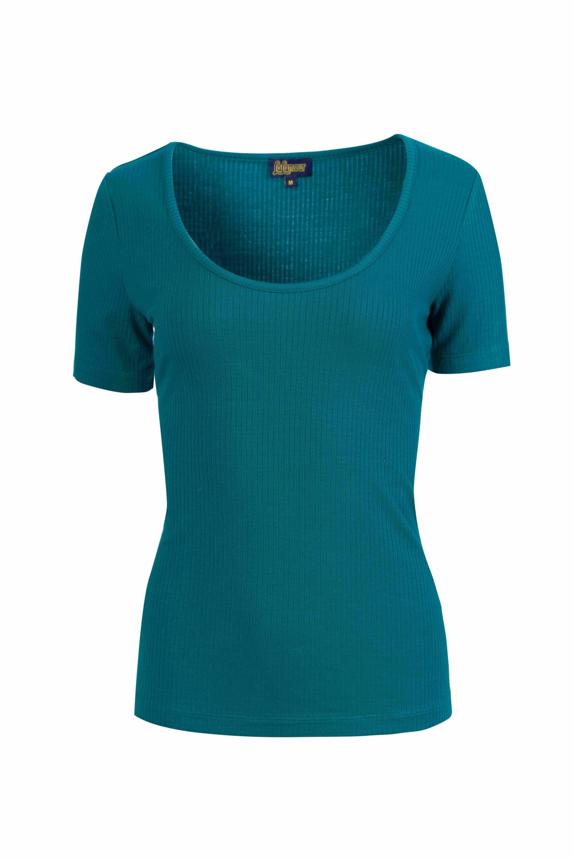 Ella t-shirt short sleeve | Rib Petrol Blue