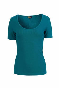 Ella t-shirt short sleeve | Rib Petrol Blue