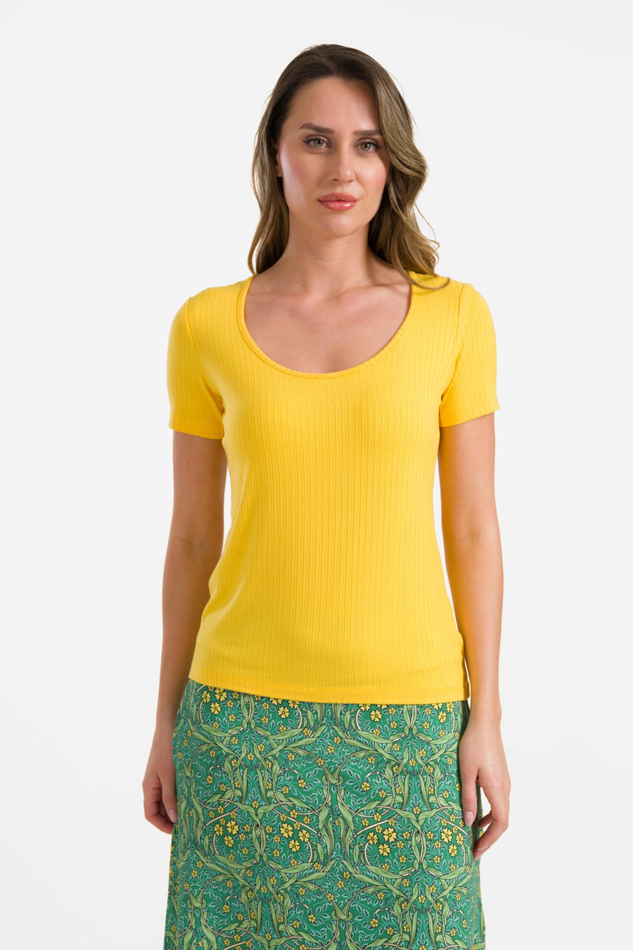 Ella t-shirt short sleeve | Rib Yellow