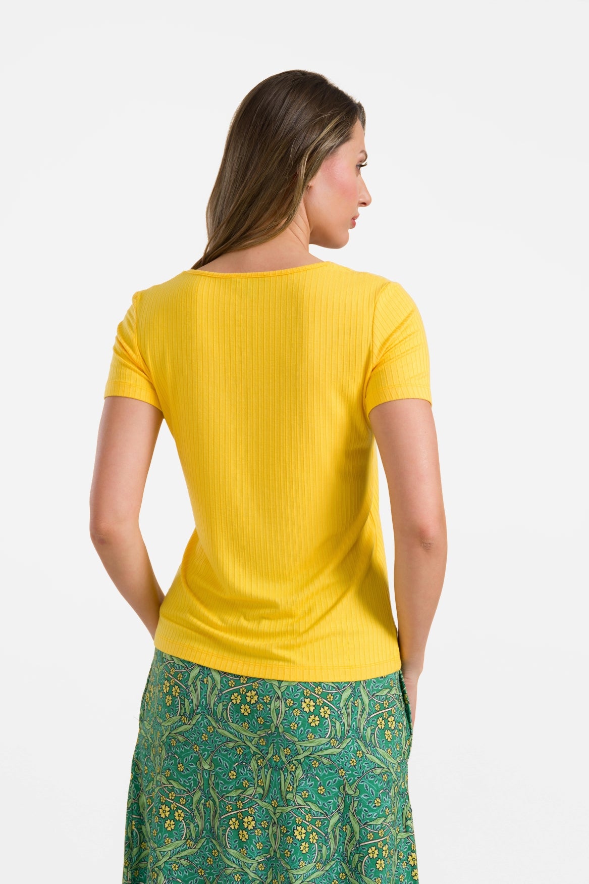 Ella t-shirt short sleeve | Rib Yellow