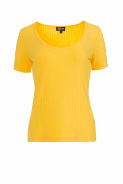 Ella t-shirt short sleeve | Rib Yellow