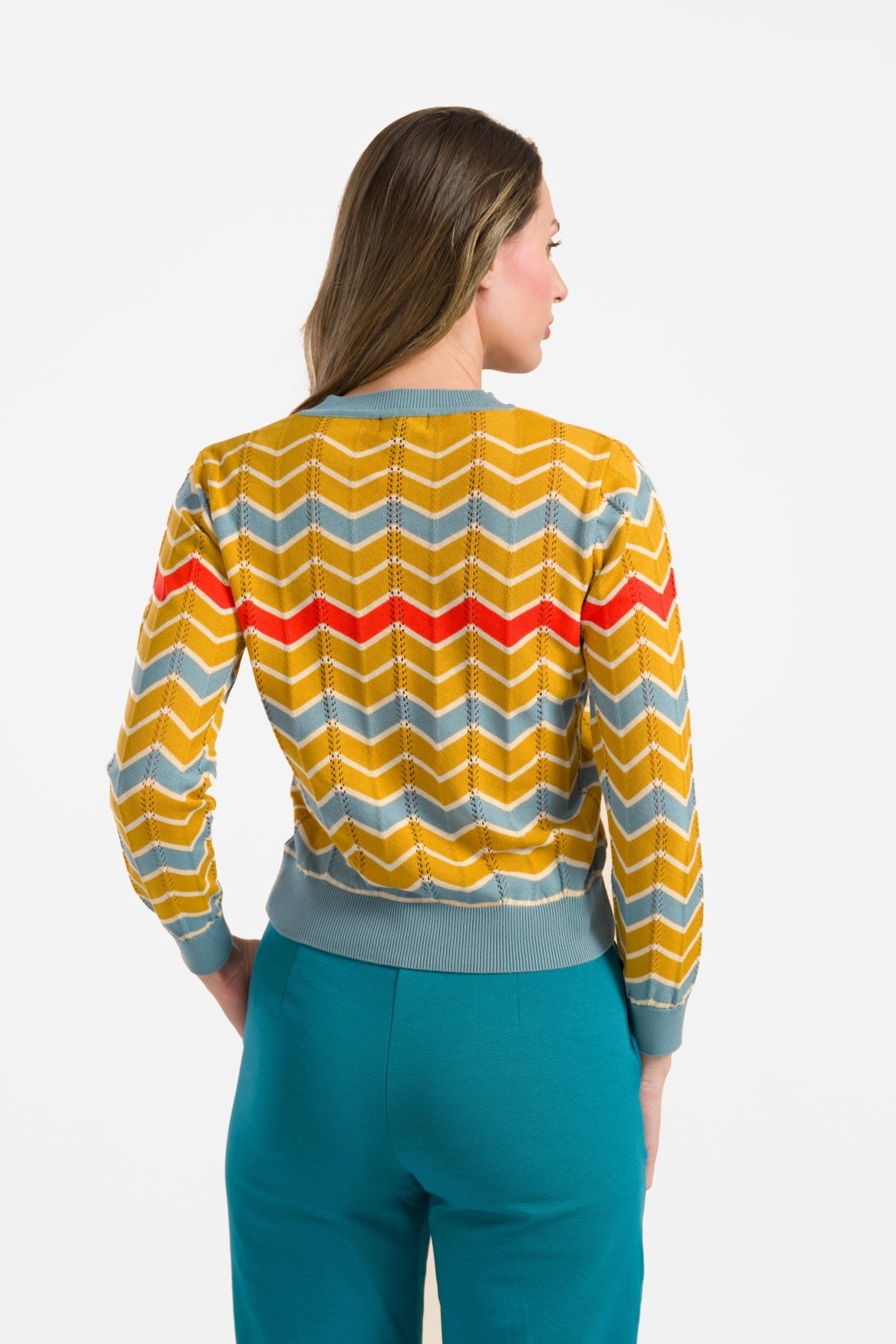 Knitted sweater V-neck long sleeve | Mustard