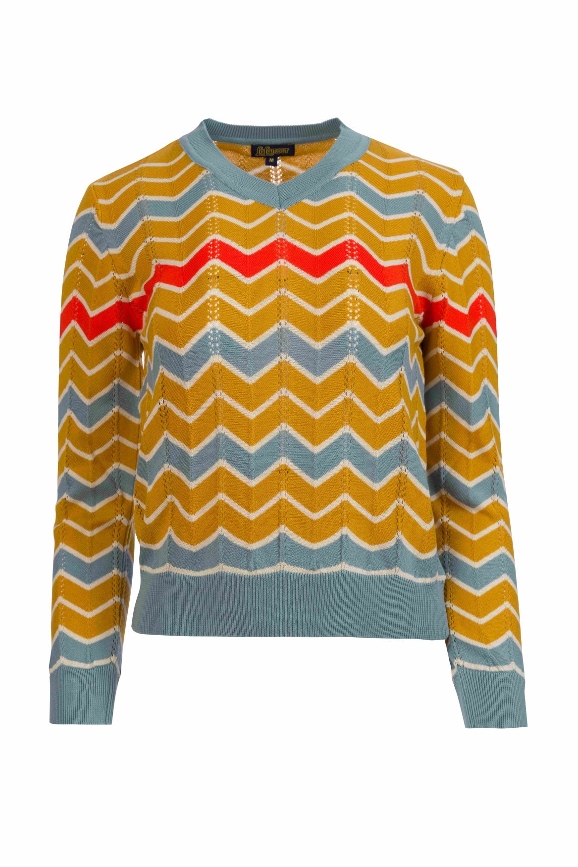 Knitted sweater V-neck long sleeve | Mustard