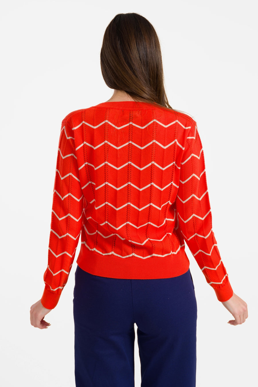 Knitted cardigan long sleeve | Red