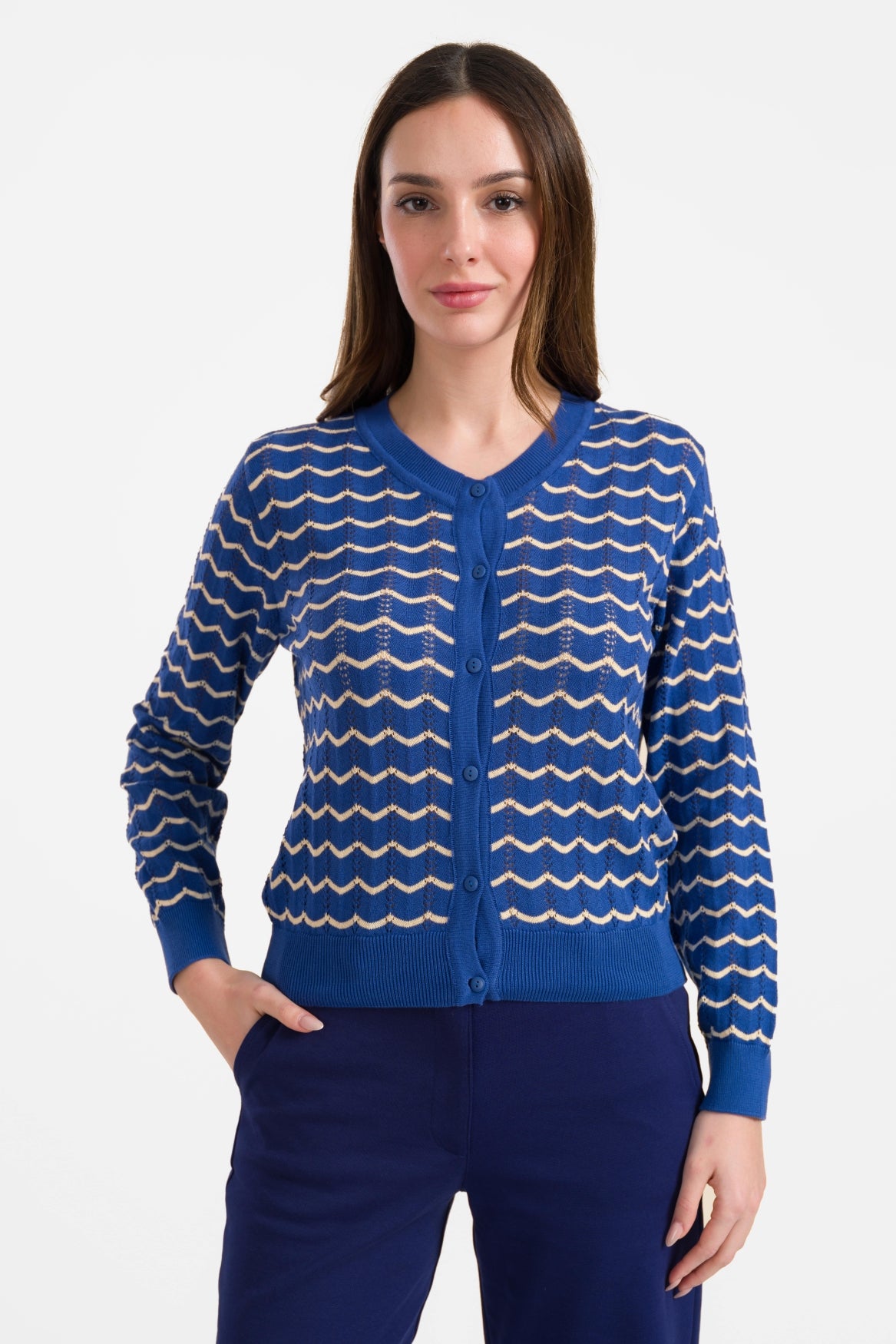 Knitted cardigan long sleeve | Blue