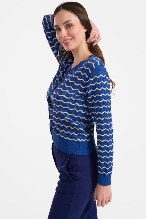 Knitted cardigan long sleeve | Blue