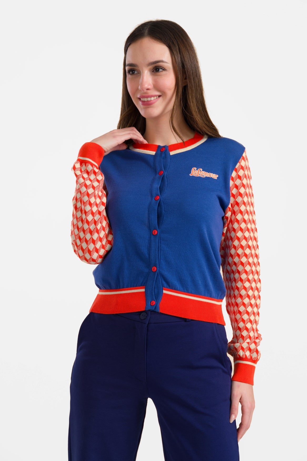 Knitted cardigan long sleeve | Dazzling Blue