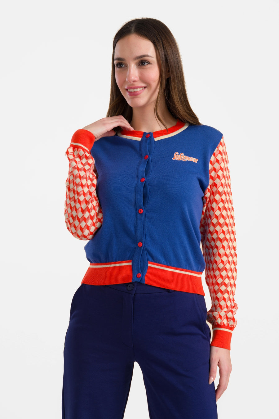 Knitted cardigan long sleeve | Dazzling Blue