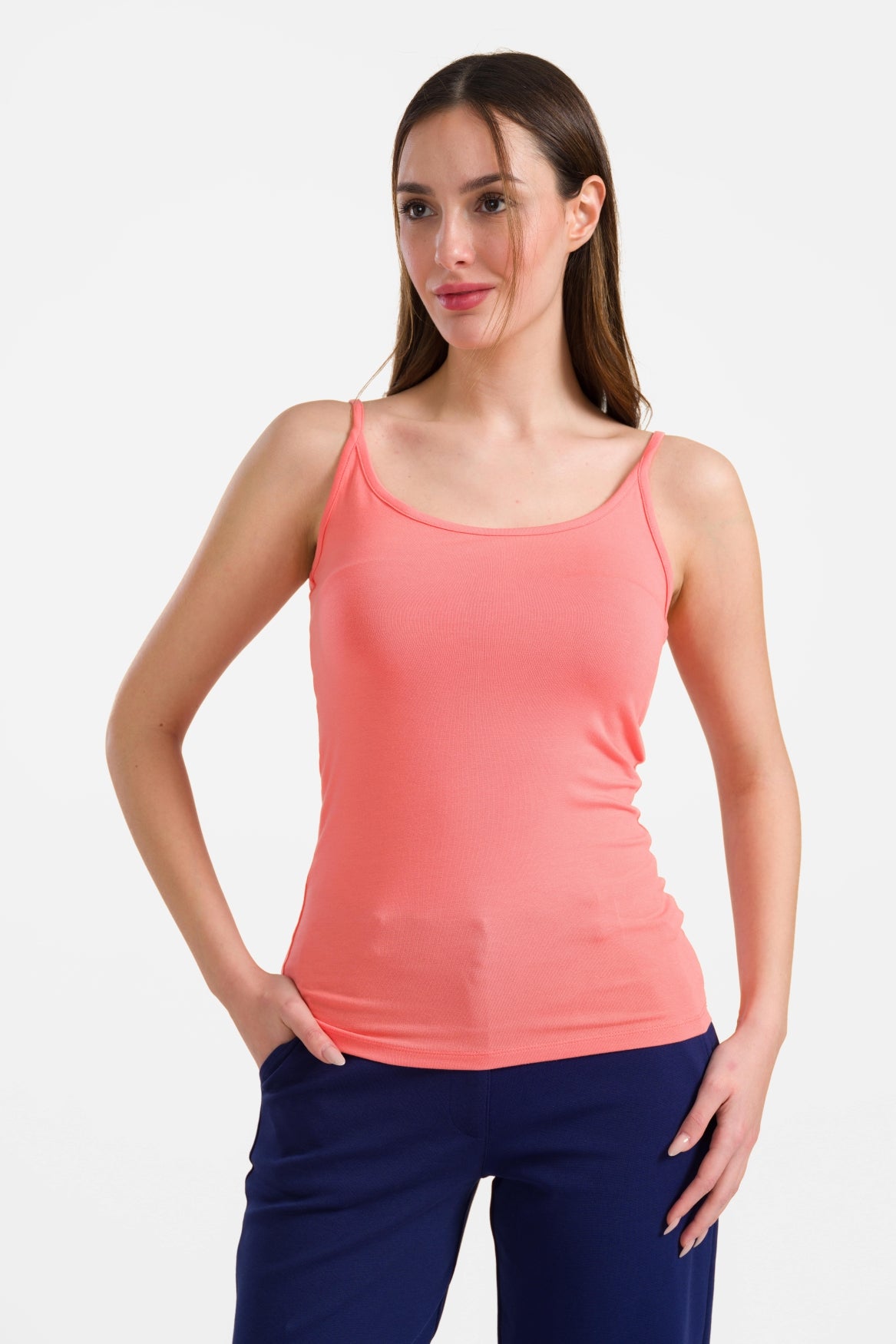 Hella spaghetti top | Plain Coral