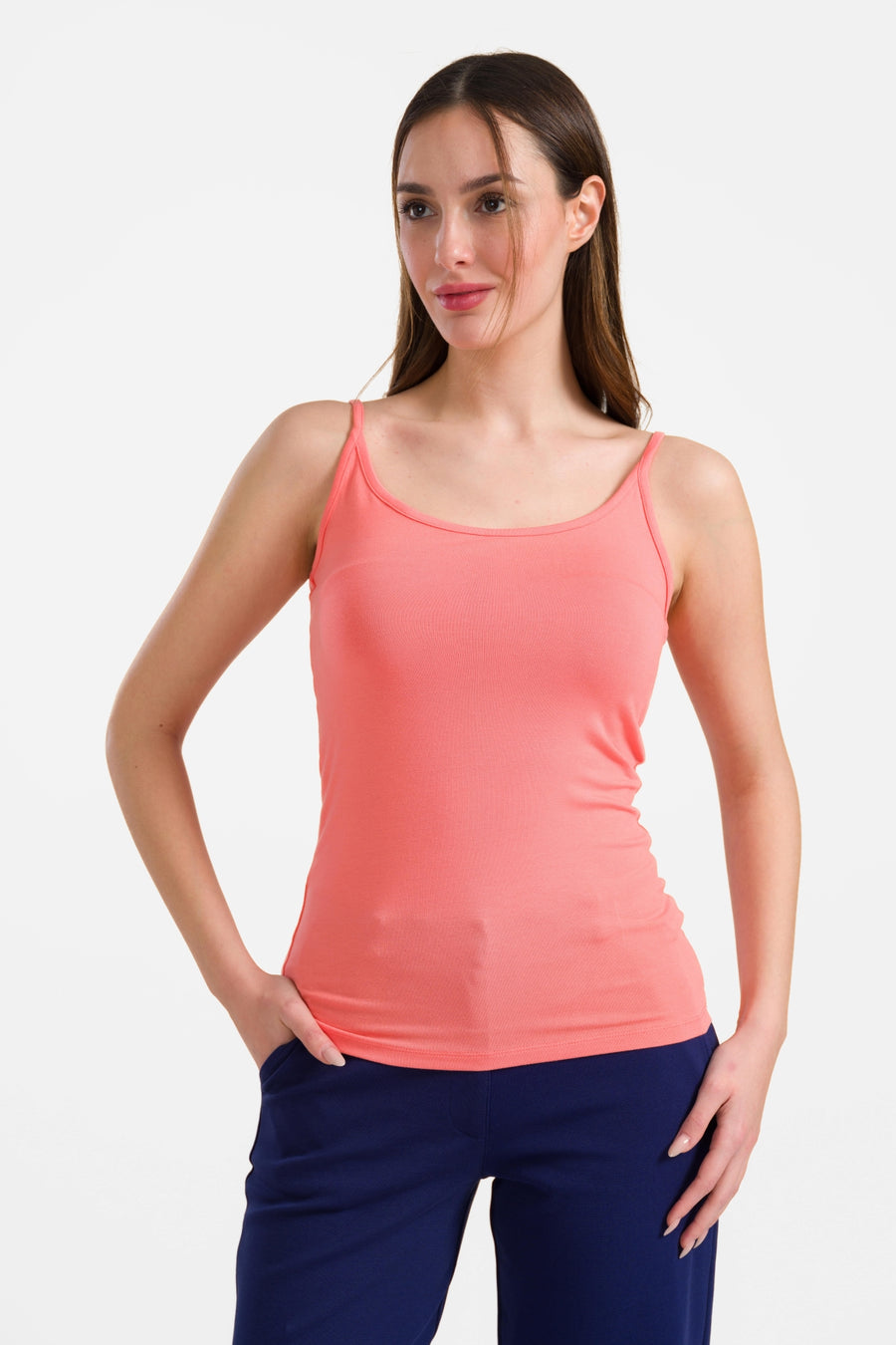 Hella spaghetti top | Plain Coral