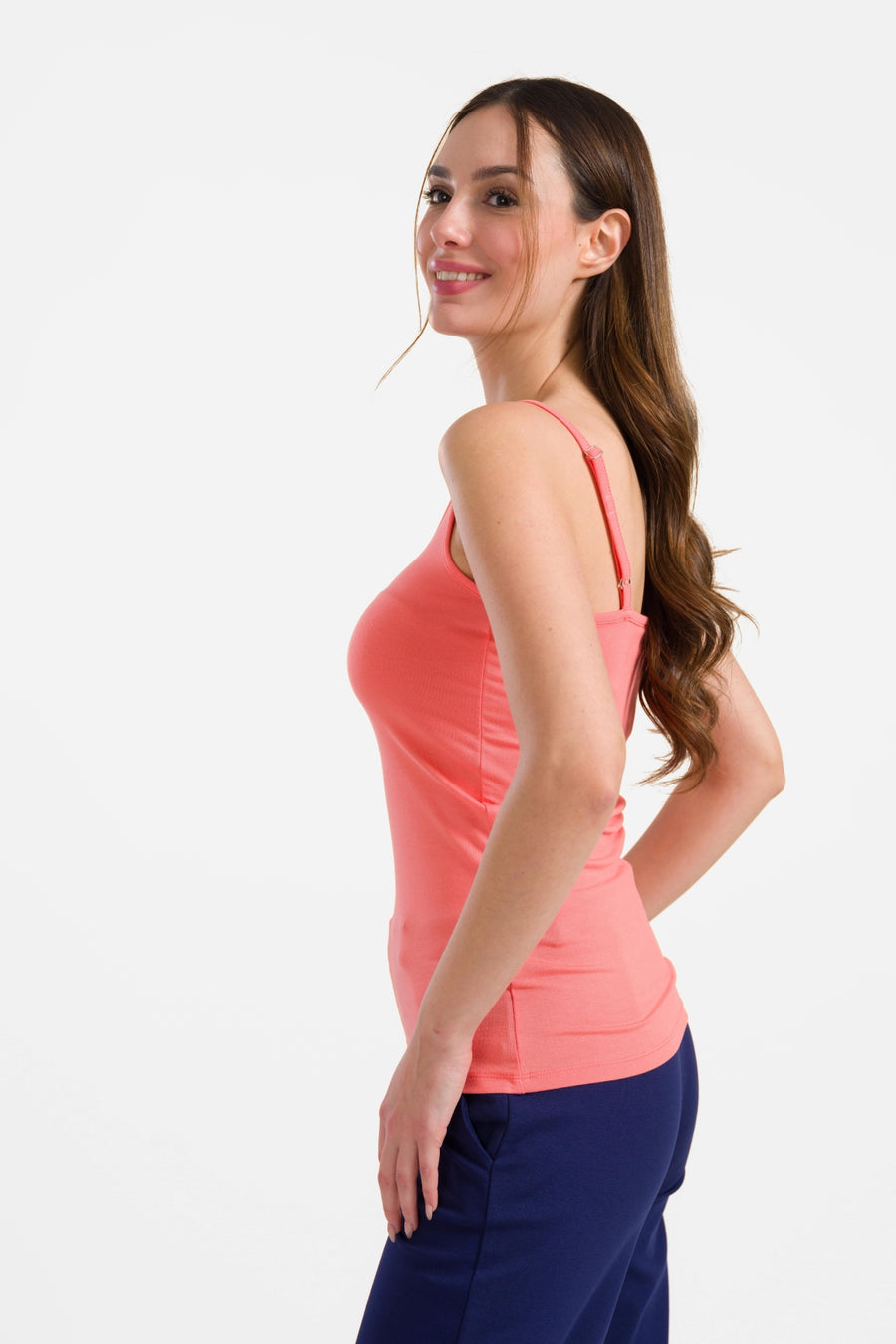 Hella spaghetti top | Plain Coral