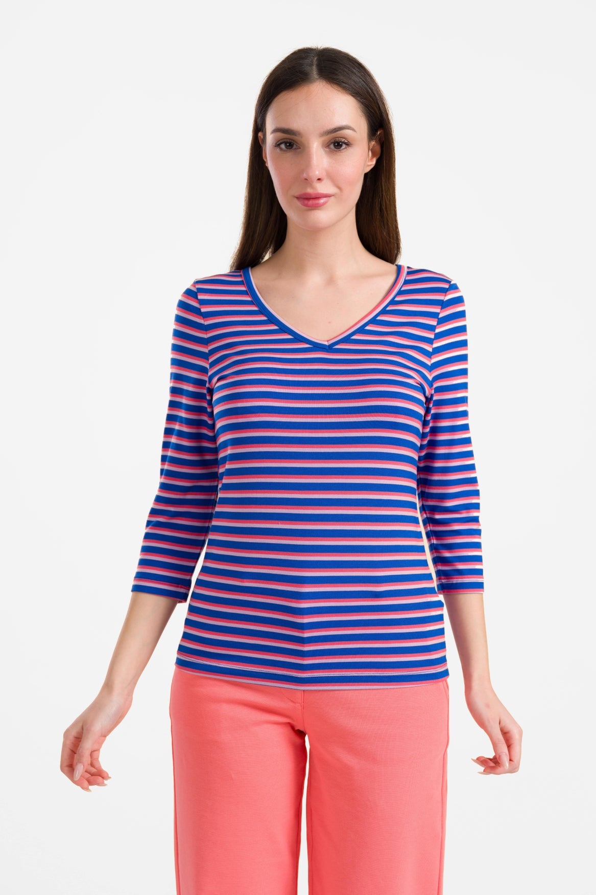 Lynn top 3/4 sleeve | Happy Stripes Blue