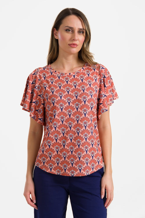 Sophie top short butterfly sleeve | Flower Fan