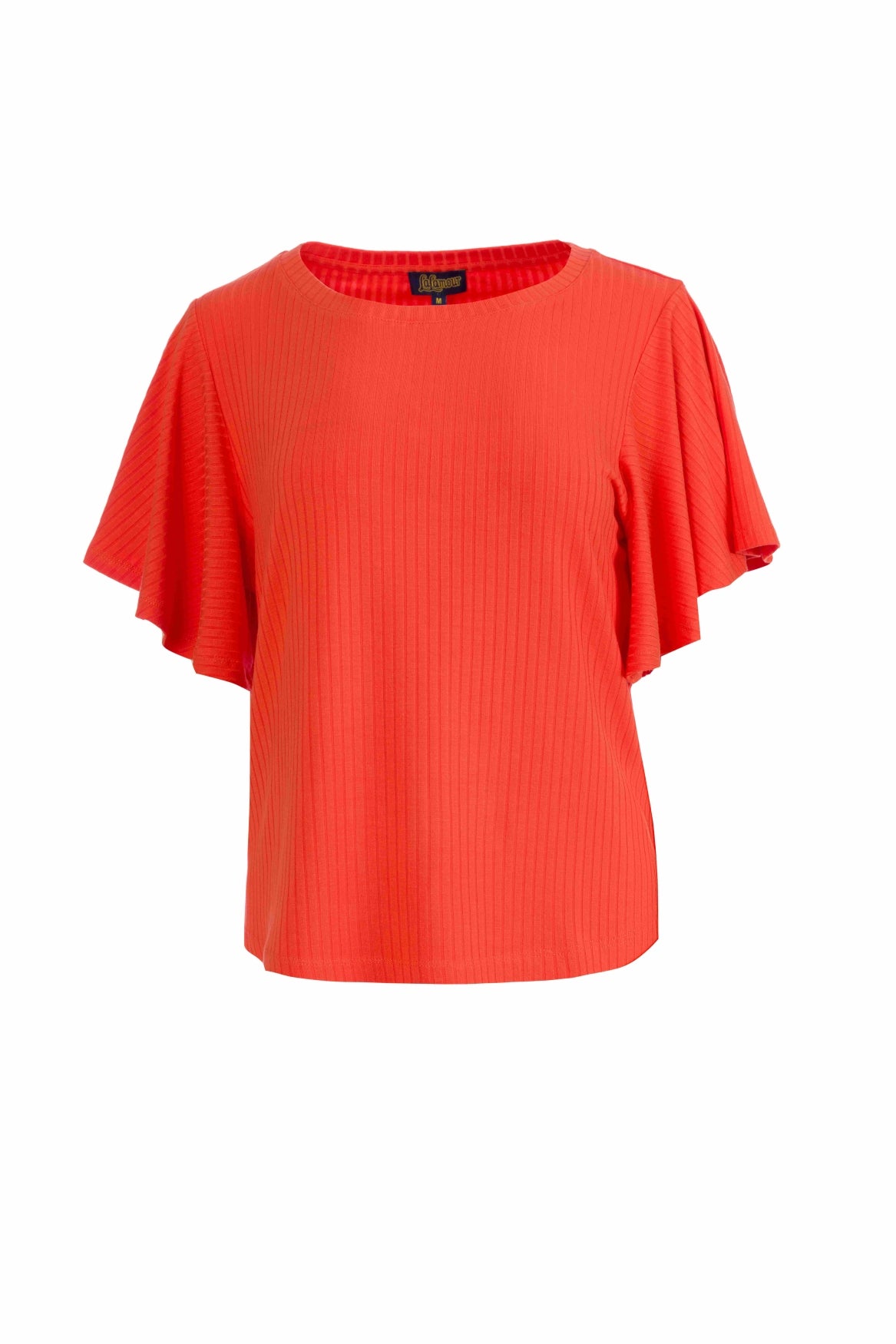 Sophie top short butterfly sleeve | Rib Orange Red