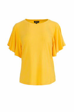 Sophie top short butterfly sleeve | Rib Yellow