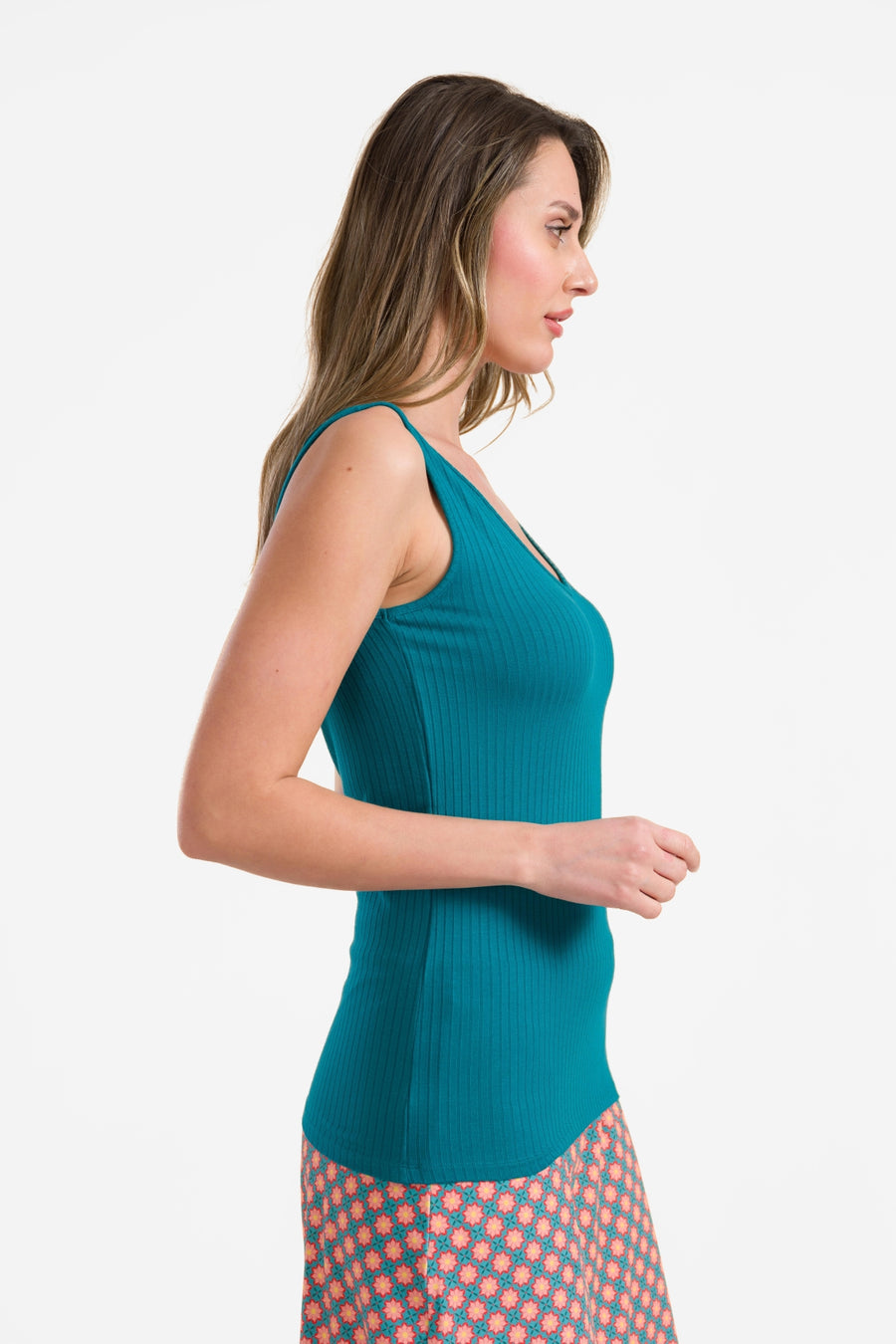 Stella tank top | Rib Petrol Blue