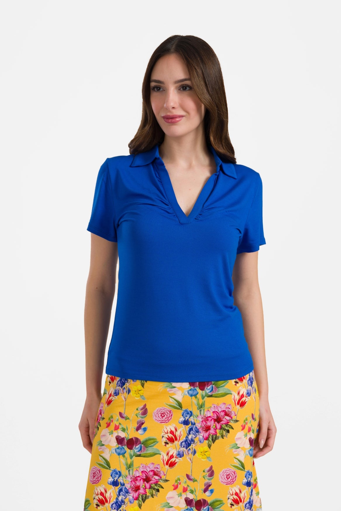 Suzy top short sleeve | Plain Blue