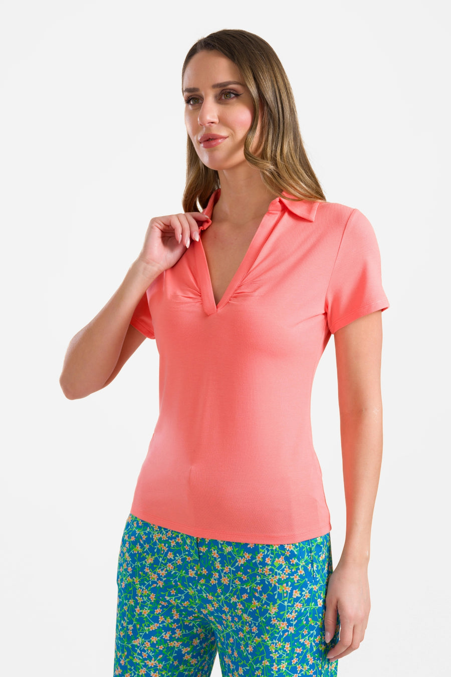 Suzy top short sleeve | Plain Coral