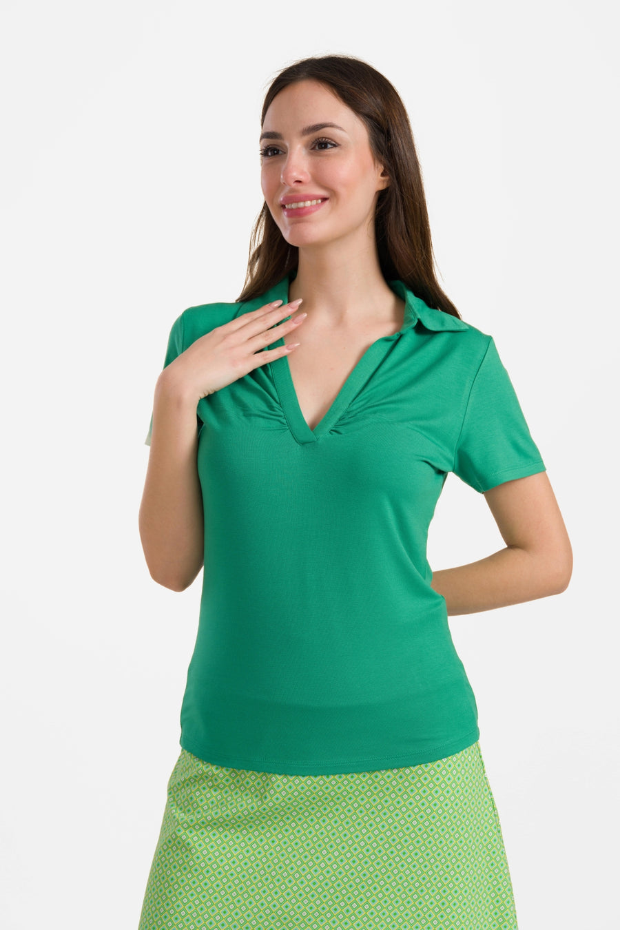 Suzy top short sleeve | Plain Green