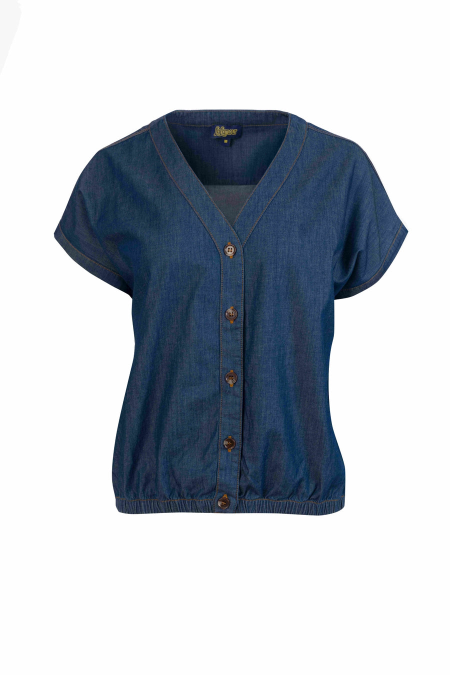 Evy blouse short sleeve | Blue