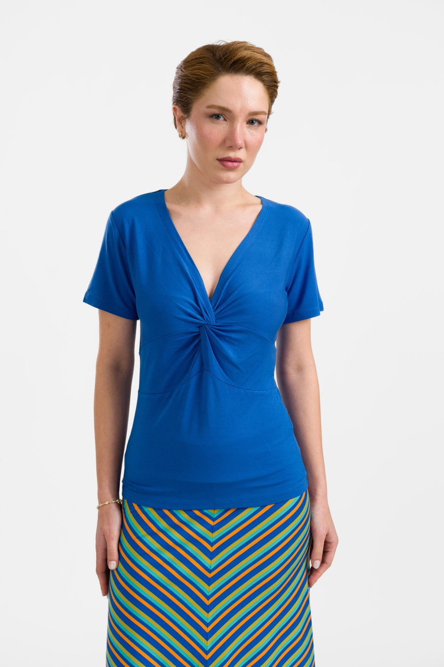 Angela Top Short Sleeve | Plain Blue