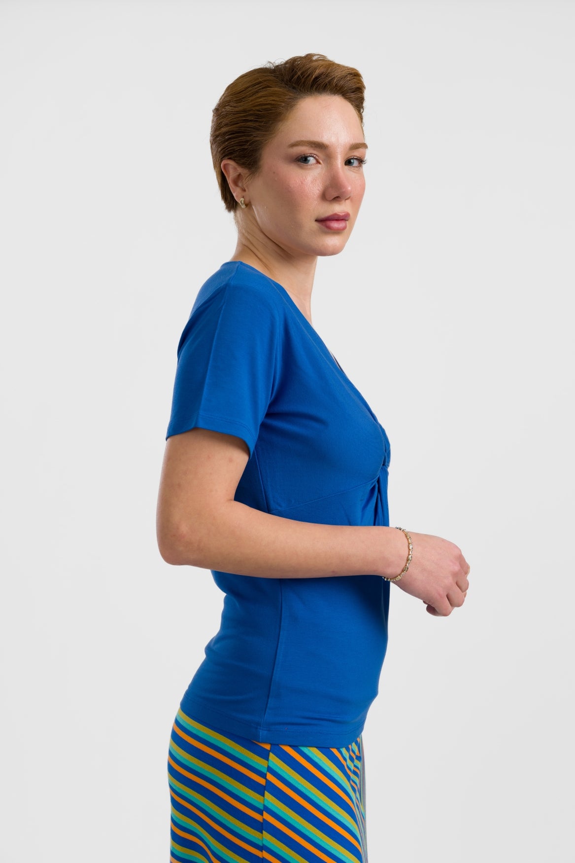 Angela Top Short Sleeve | Plain Blue