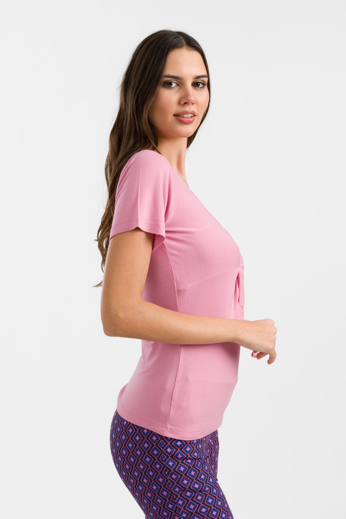 Angela Top Short Sleeve | Plain Pink