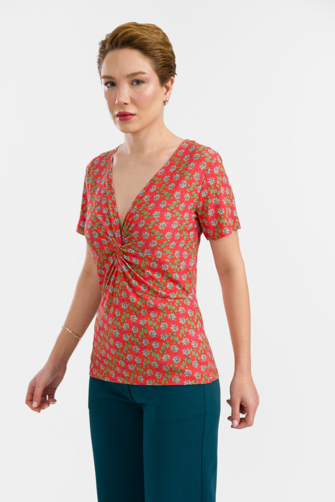 Angela Top Short Sleeve | Tropical Tango
