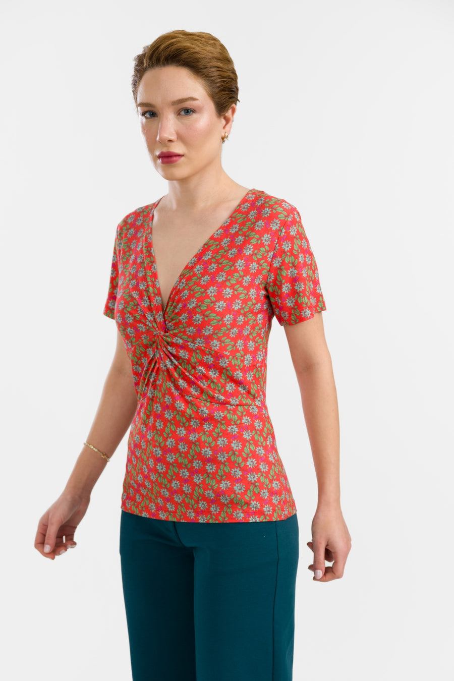 Angela Top Short Sleeve | Tropical Tango