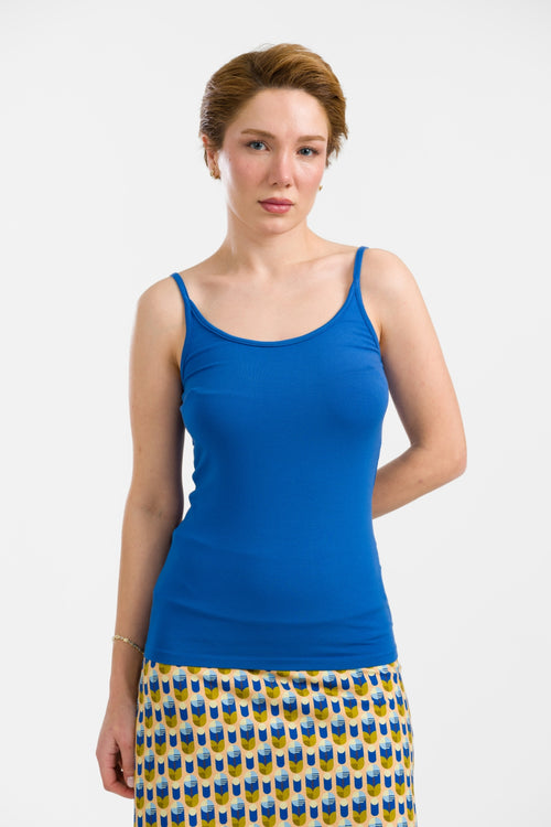 Hella Spaghetti Top | Plain Blue