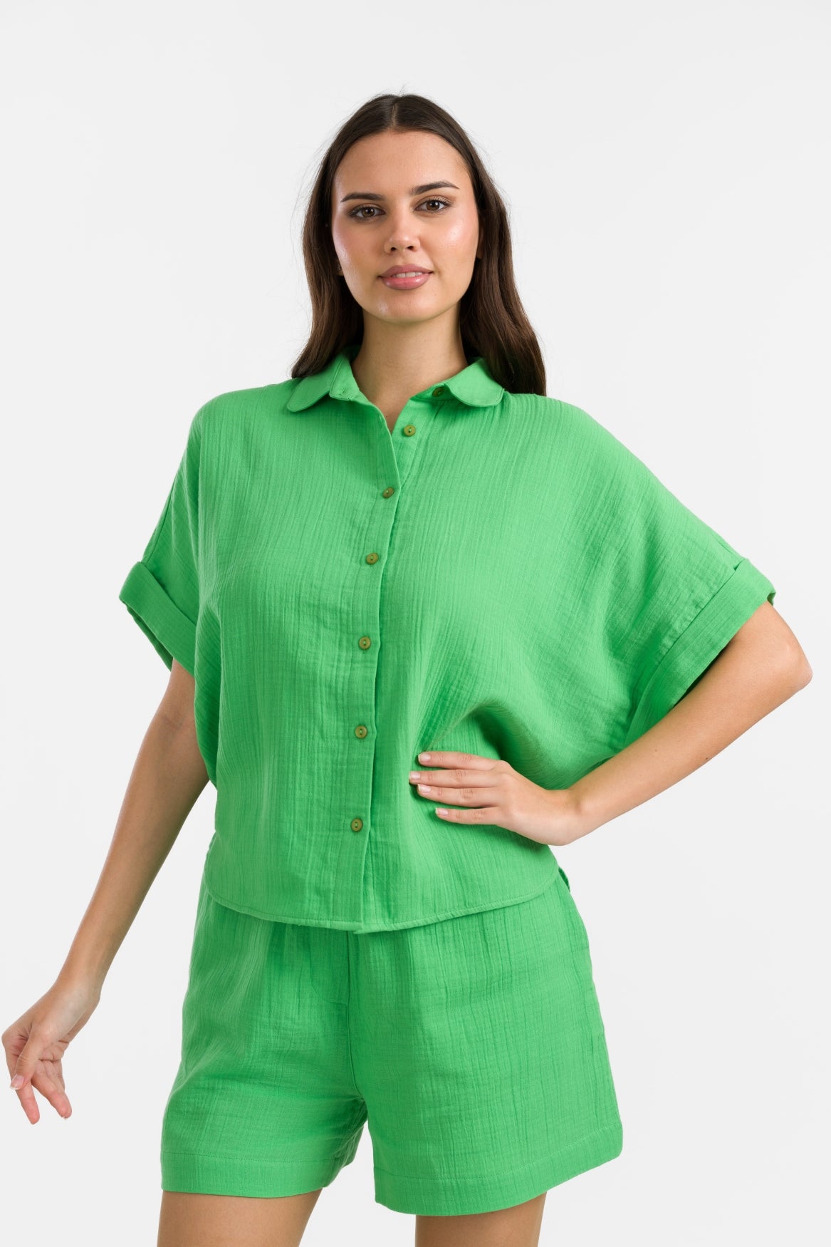 Jill Blouse | Crinkle Green