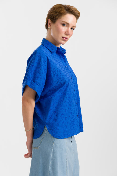 Jill Blouse | Broidery Blue