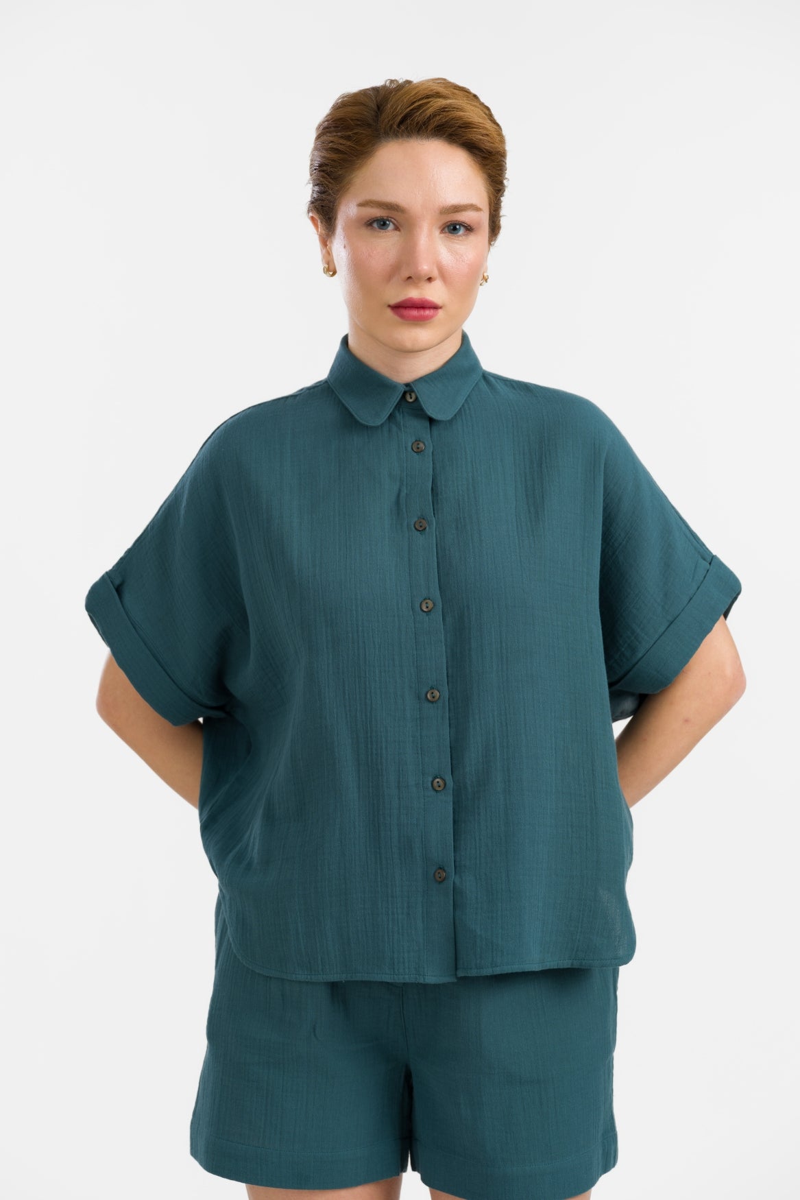Jill Blouse | Crinkle Petrol