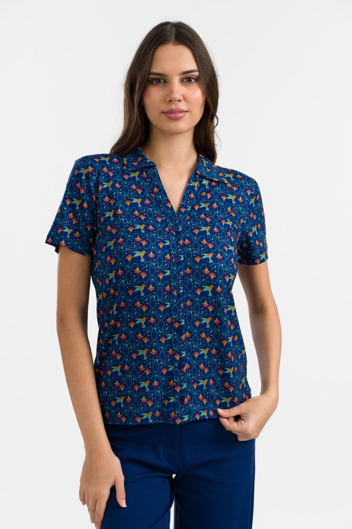 Lena Blouse Short Sleeve | Hummingbird