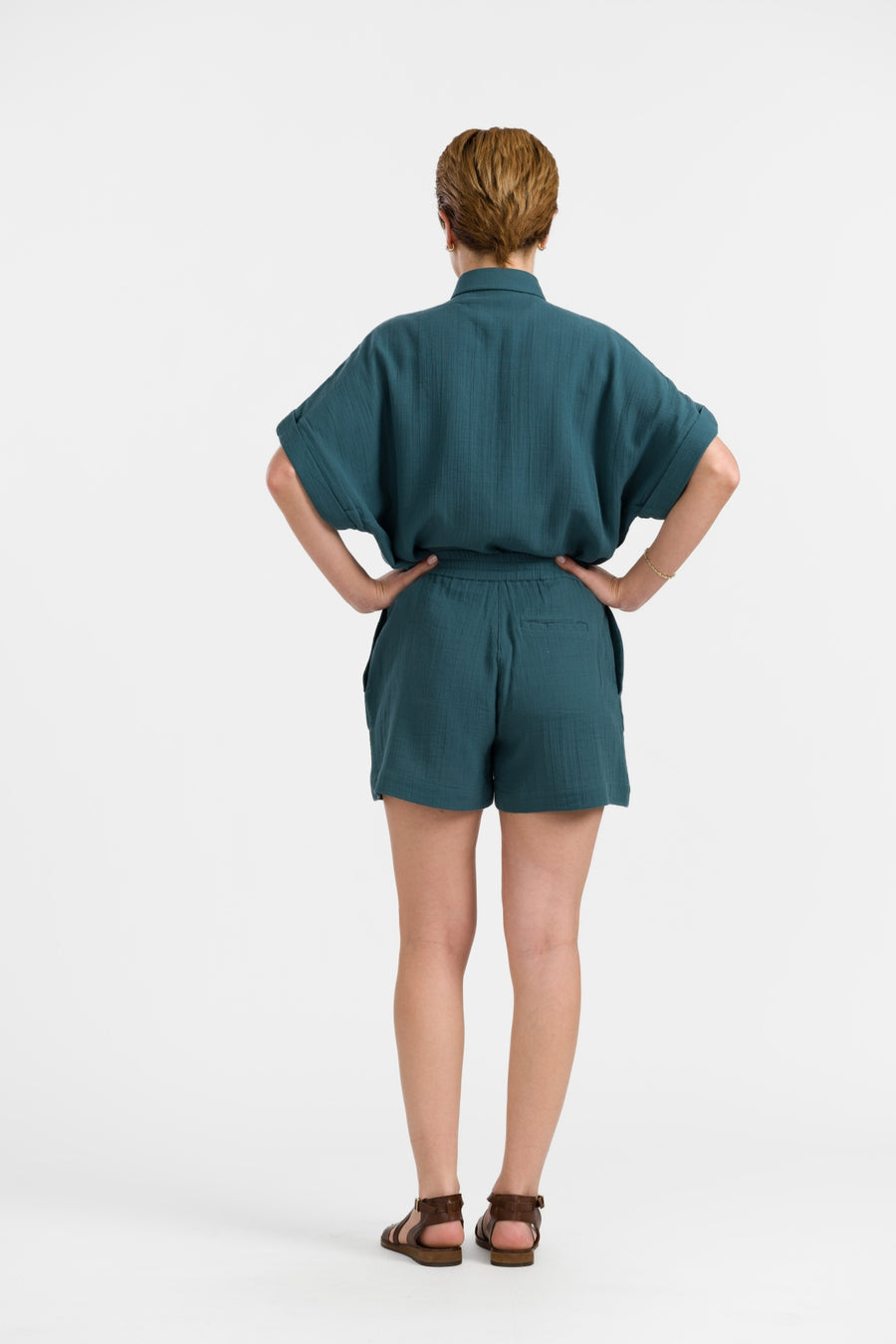 Megan Short Pants | Crinkle Petrol