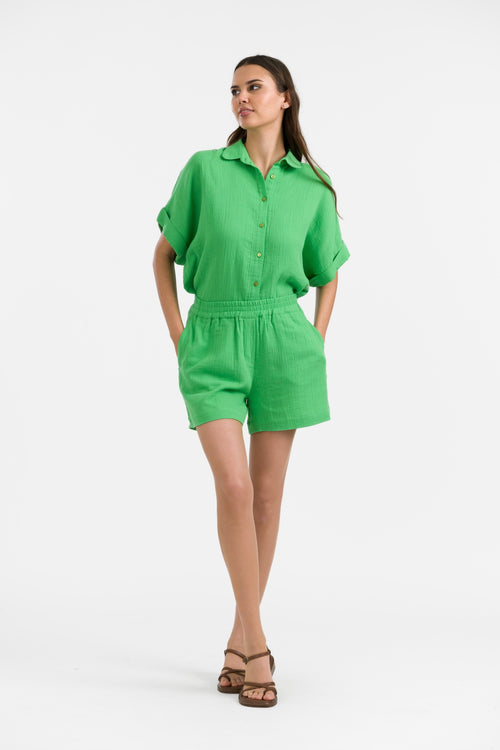 Megan Short Pants | Crinkle Green