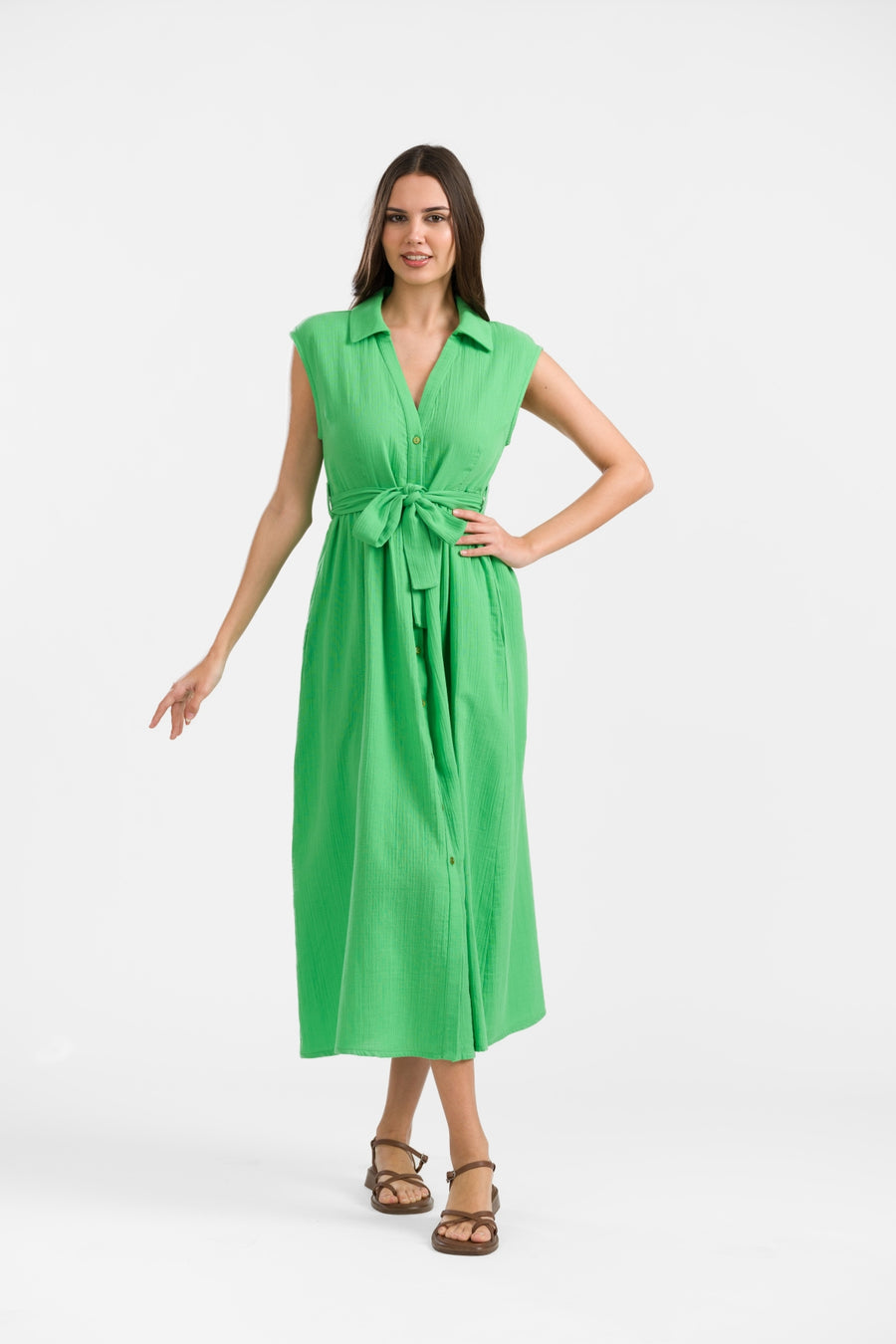 Nikki Dress | Crinkle Green