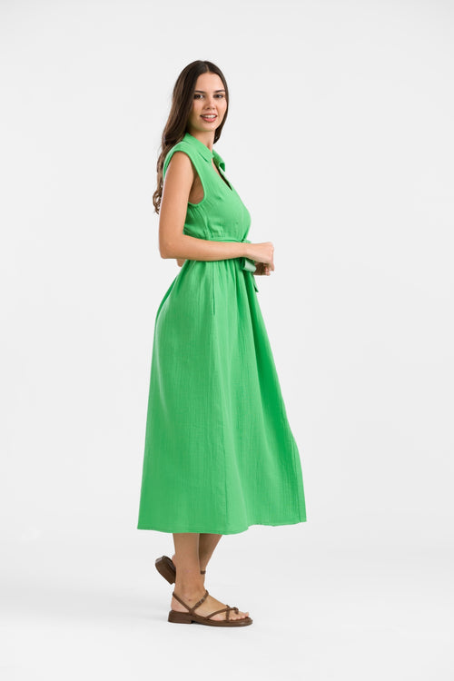 Nikki Dress | Crinkle Green