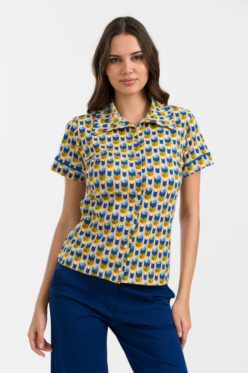 Sara Blouse Short Sleeve | Artificial Flower