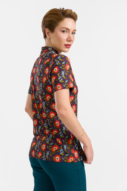 Sill Blouse Short Sleeve | Purple Poppy